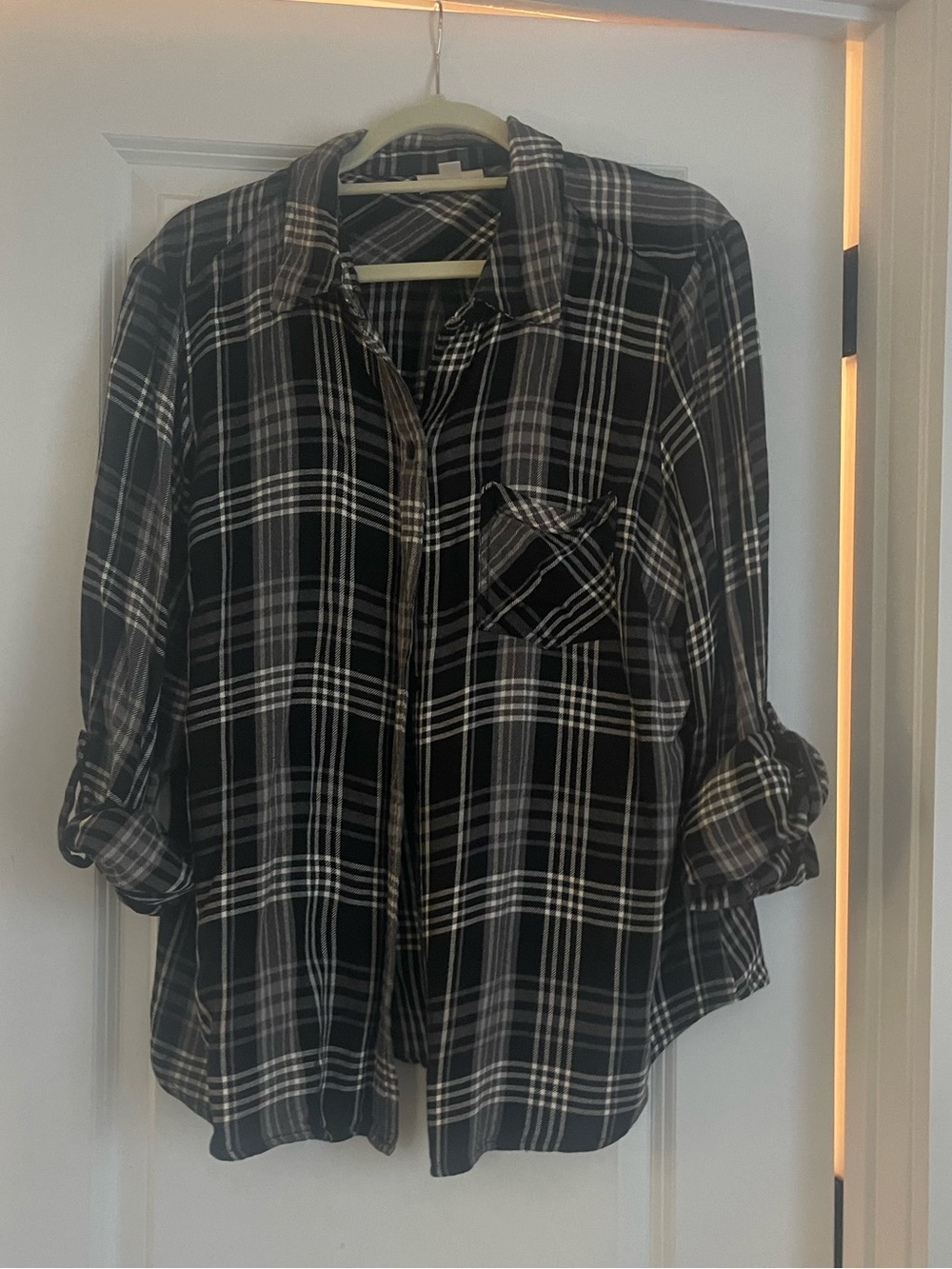 Style & Co. Black and White Plaid Shirt - Relaxed Button-Up 2XL